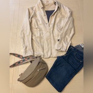 Anthropologie shacket/distressed light weight denim antique pearl  xs